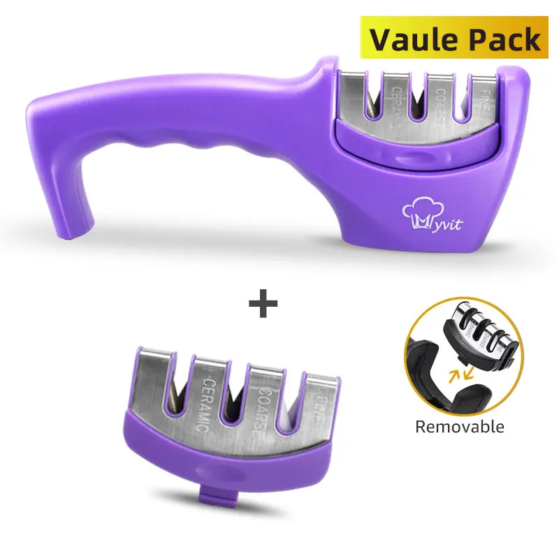 purple set Myvit точилка для ножей 4 в 1 с алмазным покрытием и тонким стержнем ножницы и ножницы система заточки лезвия из нержавеющей стали - Цвет: purple set