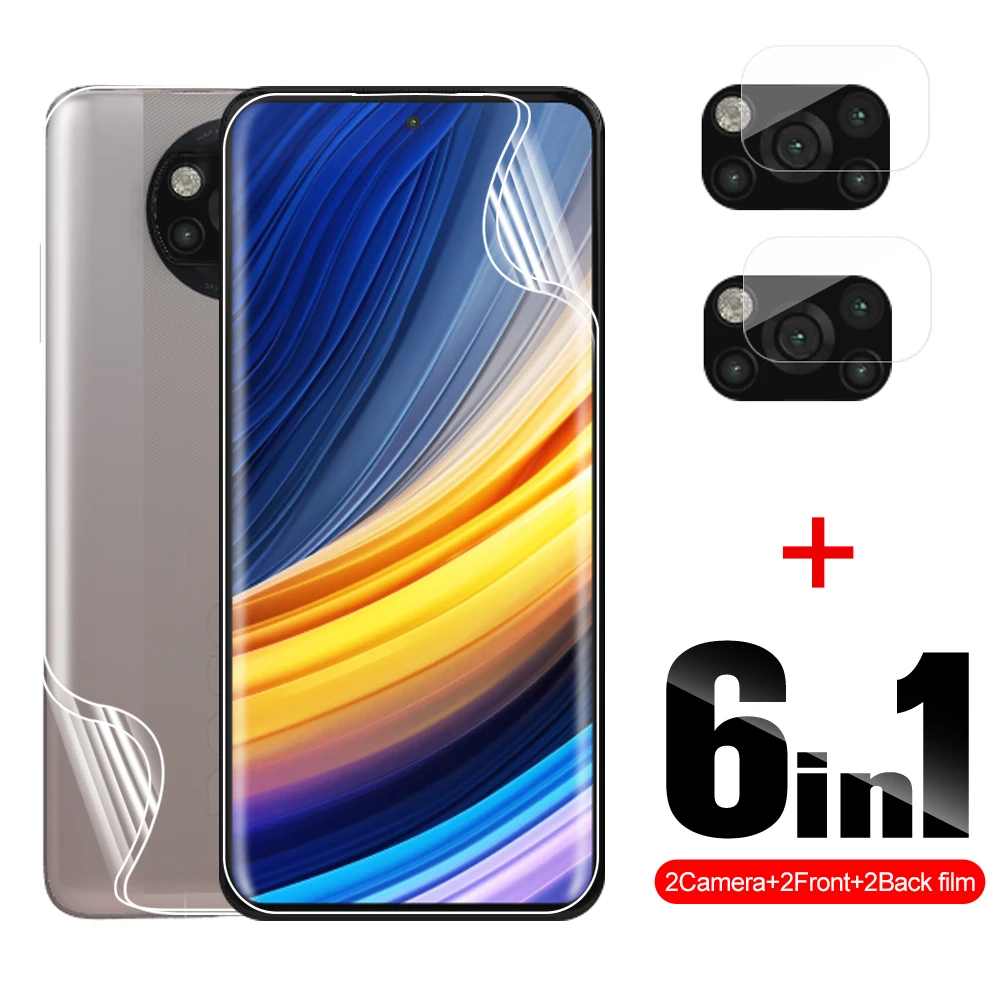 

Гидрогелевая пленка 6 в 1 для задней линзы Xiaomi Mi Poco X3 Pro X3 NFC X3GT NFC GT, 6,67 дюйма, защита экрана, Защитная камера M2102J20S G I