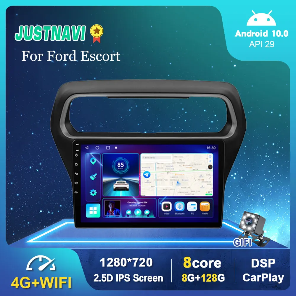 

Автомобильный радиоприемник JUSTNAVI Android 10 для Ford Escort 2015 2016 2017 2018 мультимедийный плеер 8G 128G навигация GPS Carplay No 2din DVD