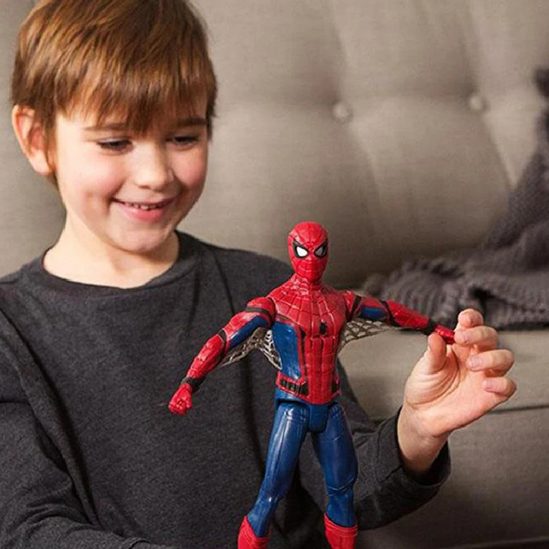 

Marvel Legend Avengers Electric Vocalize Spiderman Action Figure 29cm Movable Limbs Spider Man Model Doll Toy Christmas Gift
