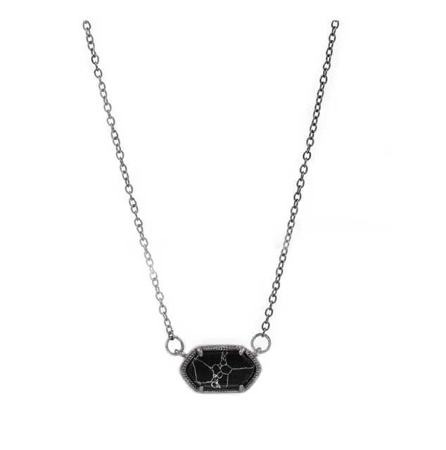 Black Marble Necklac Маленький овальный Кулон Druzy, ожерелье, лучшее качество, черный цвет, блестящий кулон, ожерелье, женский подарок, модные ювелирные изделия - Окраска металла: Black Marble Necklac