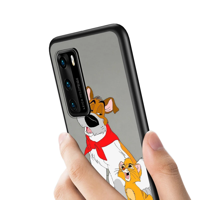 

Disney Oliver Company Silicone Cover For Huawei P40 P30 P20 Pro P10 P9 P8 Lite RU E Mini Plus 2019 2017 Black Phone Case