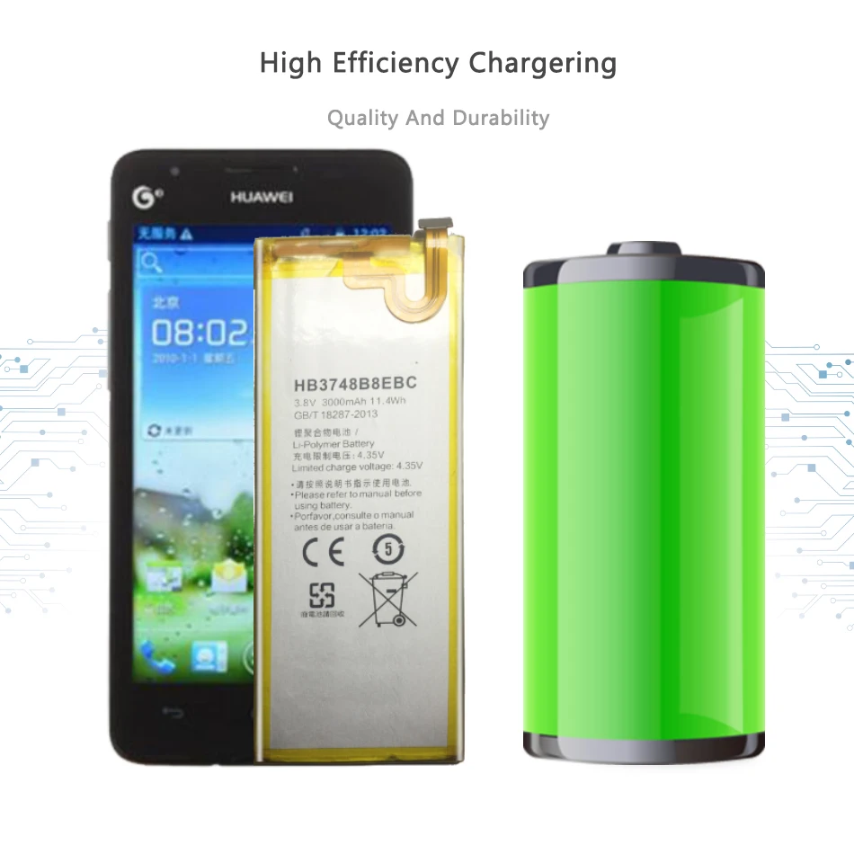 

Replacement Battery For Huawei C199 C199-CL00 Ascend G7 G7-TL100 Battery HB3748B8EBC 3000mAh with Track Code
