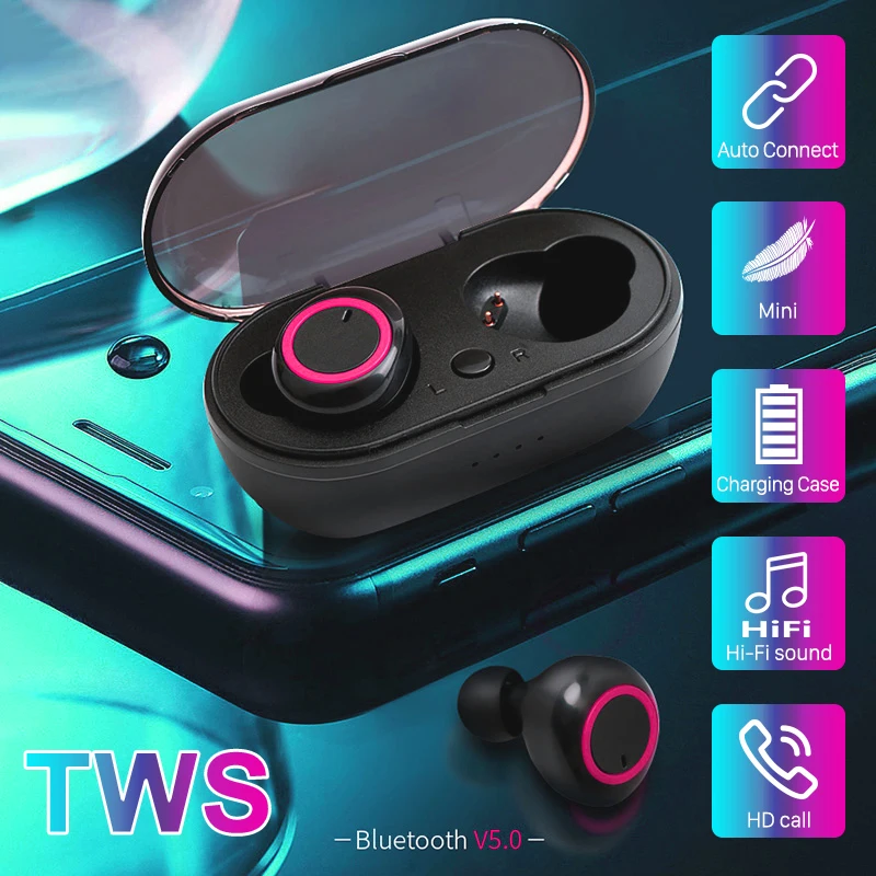A2 TWS Bluetooth 5.0 Earphone Wireless Headphones HiFi Stereo Earbuds Headphone Sport Headsets with Charging Box for Phone | Электроника