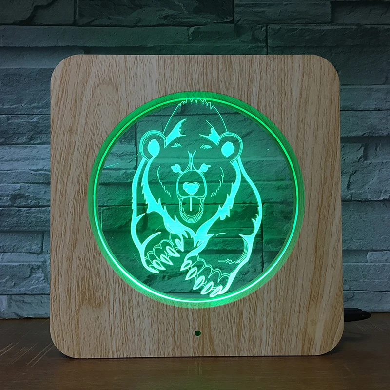 Fierce Bear 3D LED Plastic Night Light DIY Customized Lamp Table Kids Colors Birthday ABS Gift Home Decor DropShipping 2193 | Освещение