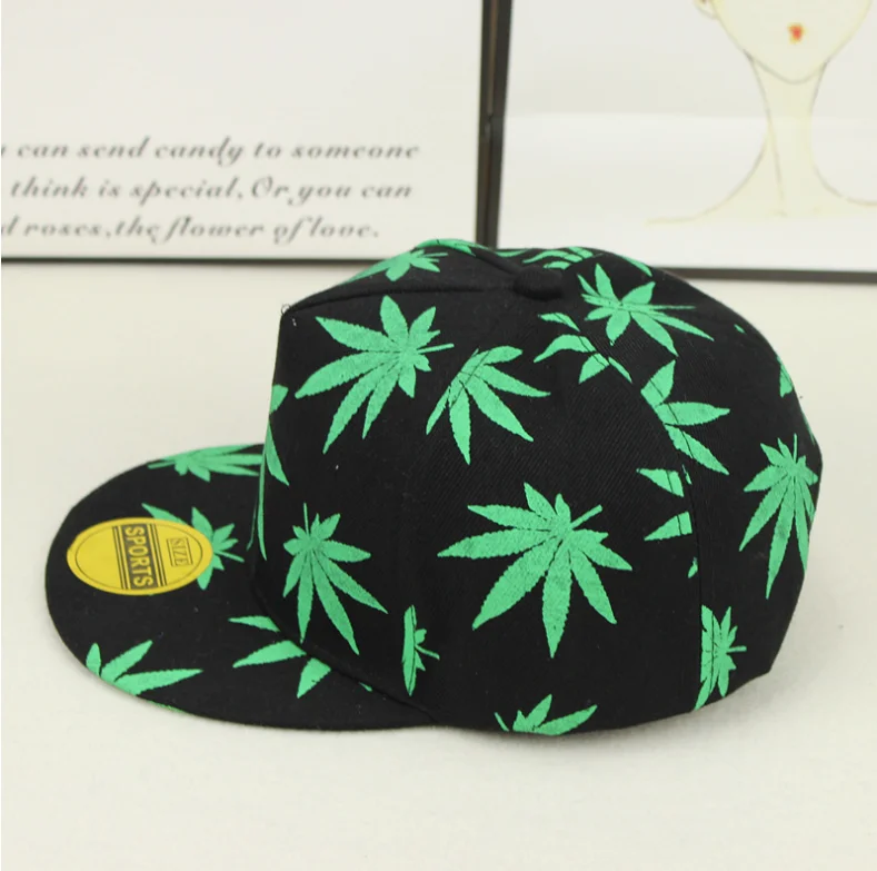 Новая мода вышивка лист белая кепка сорняки Snapback Головные уборы для мужчин и женщин хлопок хип-хоп облегающая Бейсболка подарок на день рождения