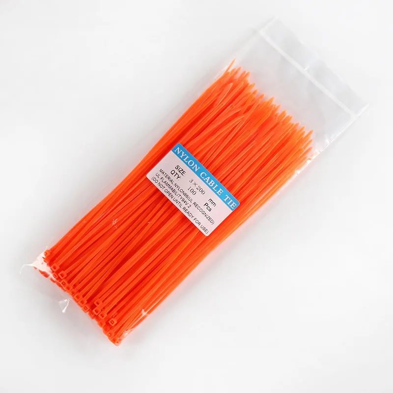 Orange 100 шт. самоблокирующиеся Нейлоновые кабельные стяжки многоцелевого использования 8 дюймов провод кабель стяжку Кухня Еда Сумка зажим Пластик Садоводство завод кабельные стяжки - Цвет: Orange