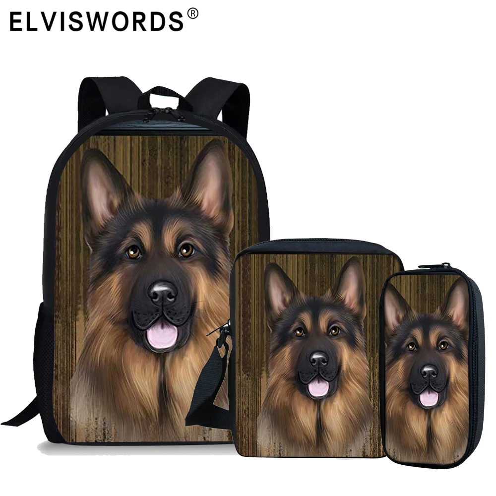 Классные школьные ранцы ELVISWORDS с принтом немецкой овчарки для подростков