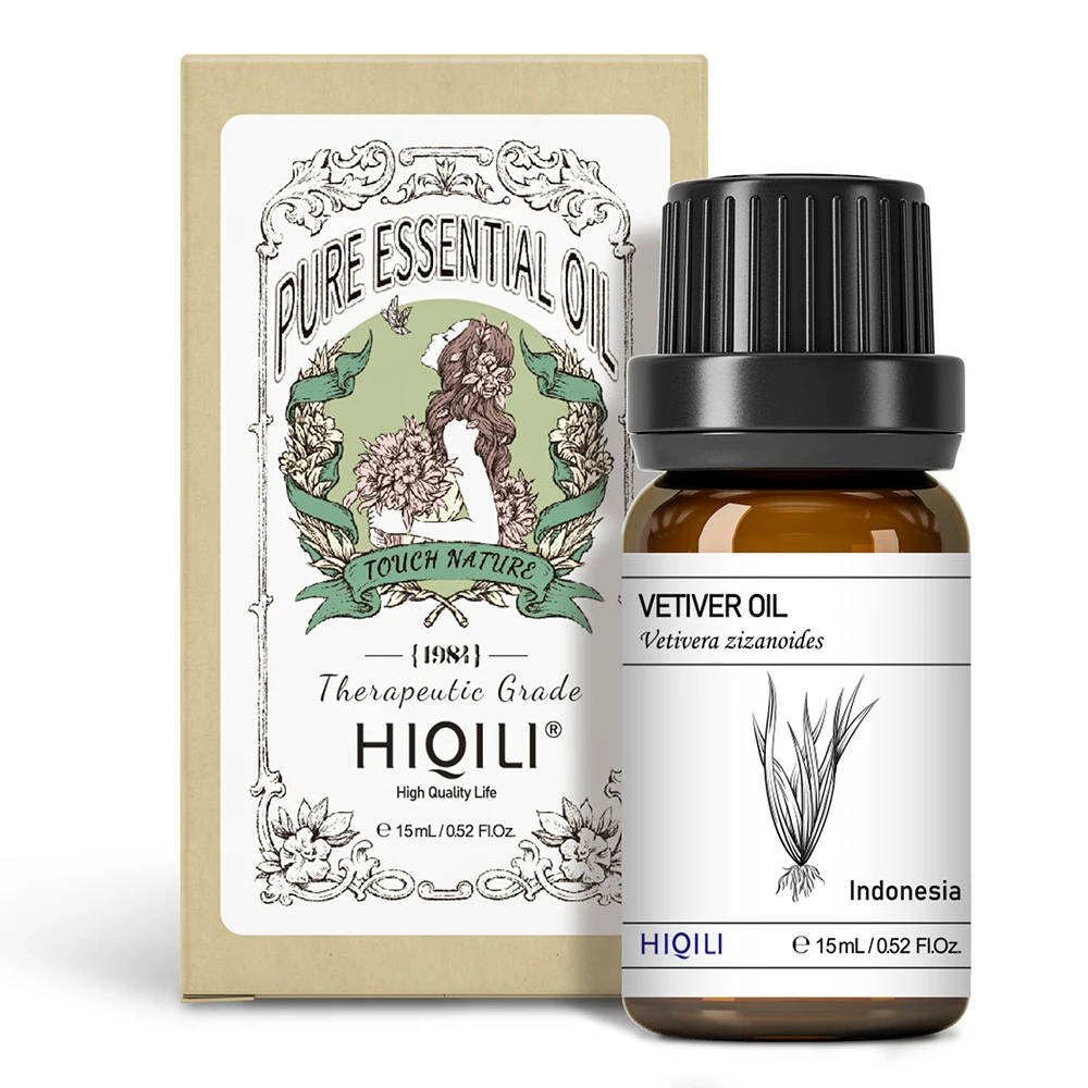 Эфирные масла HIQILI ветивера, 100% чистые, неразбавленные, Терапевтический класс для ароматерапии, местное использование-15 мл