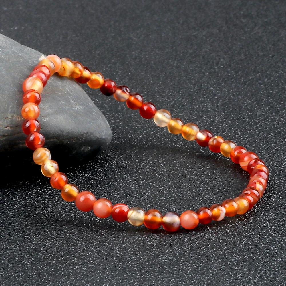 Минималистичный полосатый браслет из агата 4 мм натурального камня эластичный