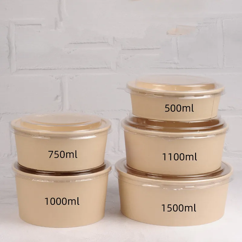 50 шт. одноразовые бумажные чаши с крышкой для супа салата|Одноразовые чашки| |