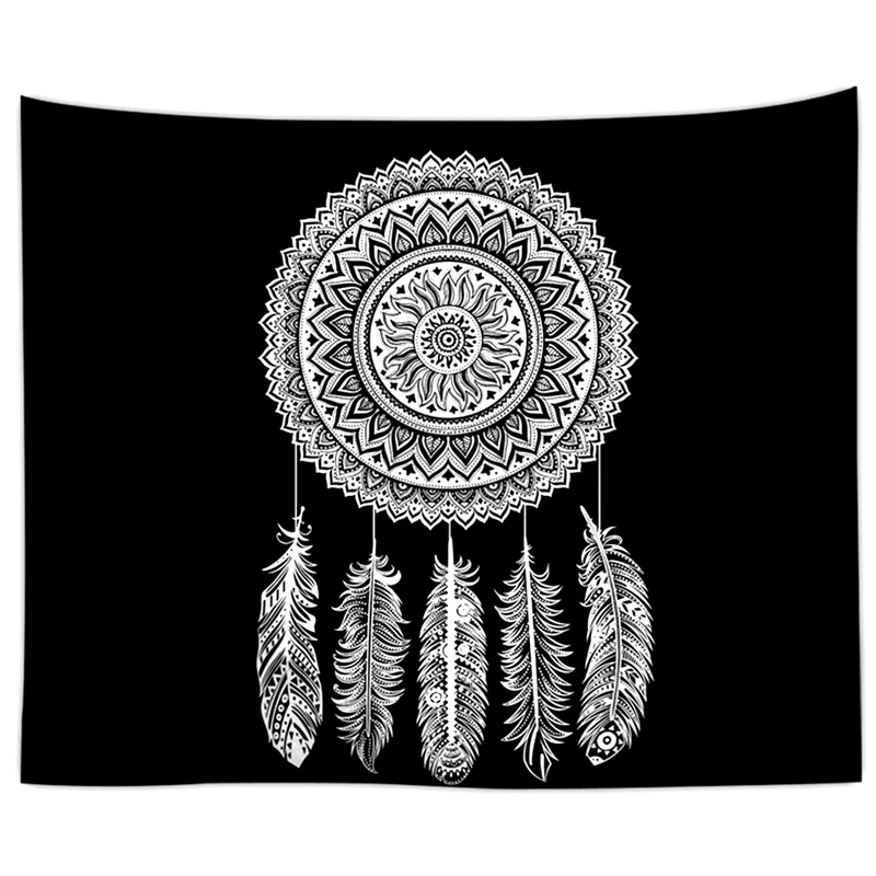 Гобелен черный белый МАНДАЛА ГОБЕЛЕН настенный цветок стены индийские гобелены