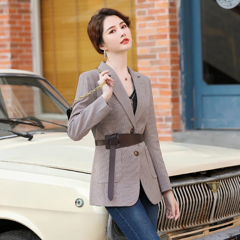 Elegant Apricot  Long Sleeve Formal with Sashes OL Styles Blazers Suits Spring Fall Uniform Designs Blazer Professional Outwear