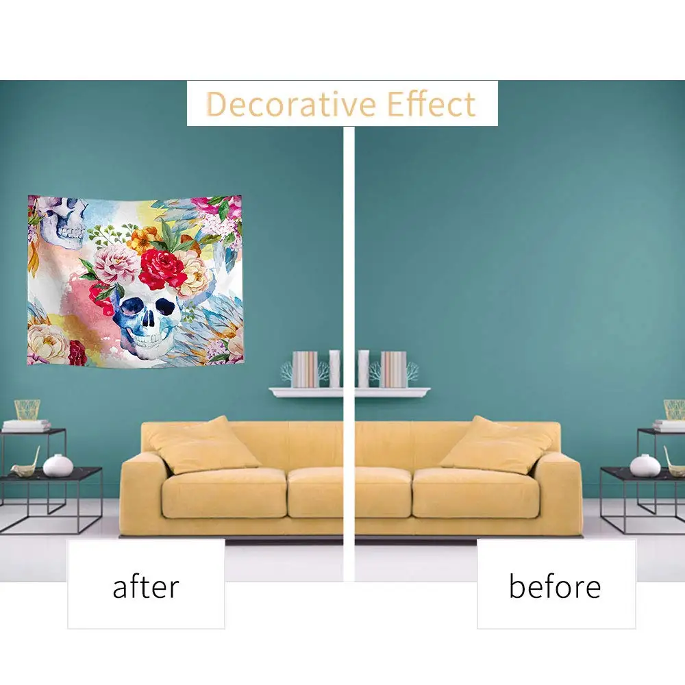 Прохладный Череп гобелены с цветами День мертвых Забавный розовый цветочный