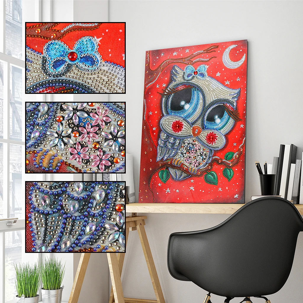 

5D DIY Diamond Painting Special-shaped Diamond Cartoon Animal Owl Embroidered Mosaic Picture Set Surprise Gift Home Decoration