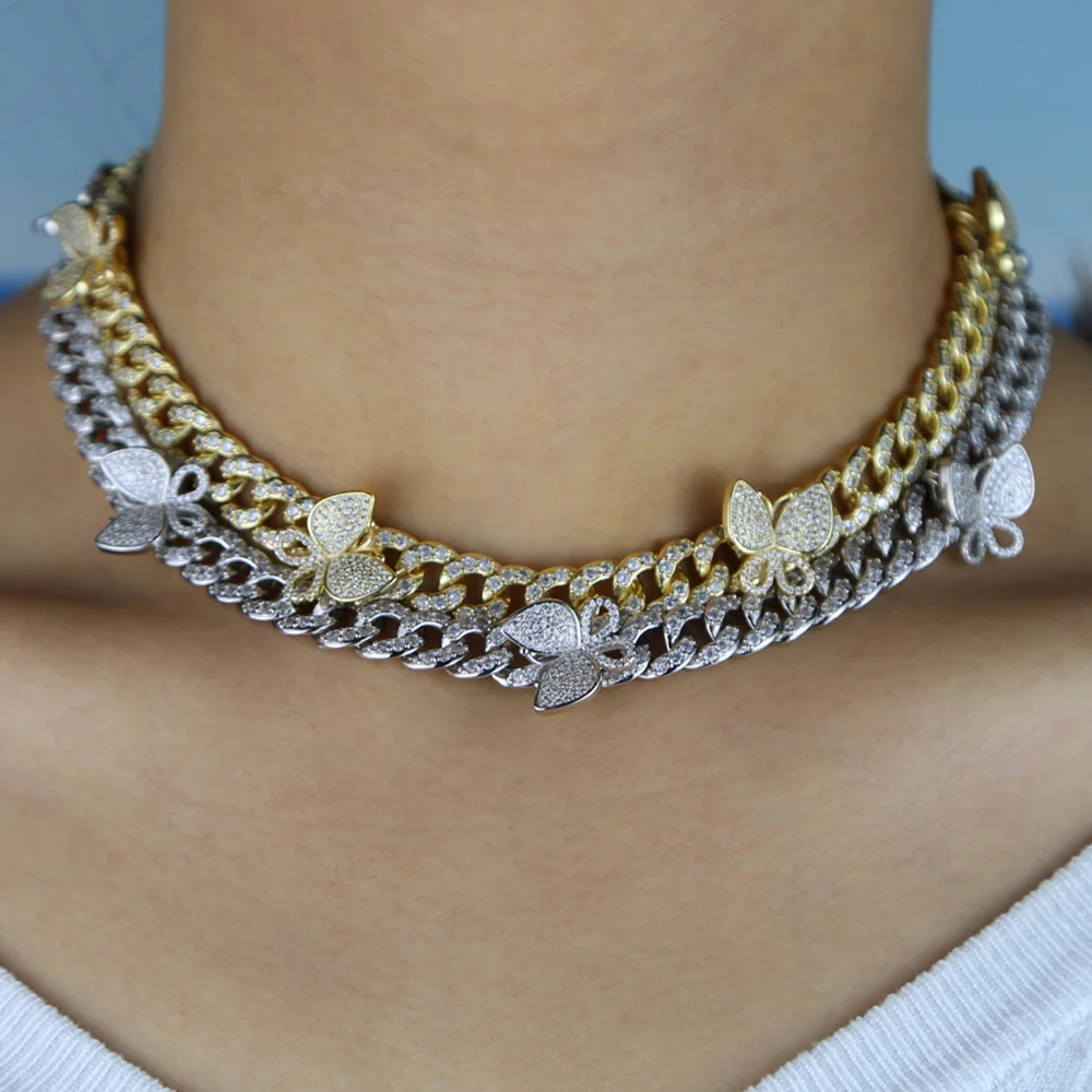 

Новый CZ Багет браслет на ногу с бабочкой 10 мм цепи из нержавеющей стали Майами кубинской цвета: золотистый, серебристый Цвет ножные браслеты...