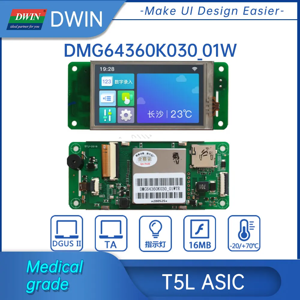 

DWIN 3,0 дюймов 640*360 IPS TFT ЖК-дисплей Smart UART 16,7 M цветная Сенсорная панель стандартная инструкция набор (TA) / DGUSⅡ система