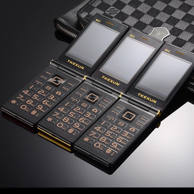 TKEXUN M2 откидной телефон 3," металлический корпус старшая двойная Sim камера MP3 MP4 сенсорный экран Роскошный сотовый телефон