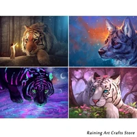 diy 5d diamond painting tiger wolf embroidery cross stitch kits full round square drill forest animal mosaic pictures home decor