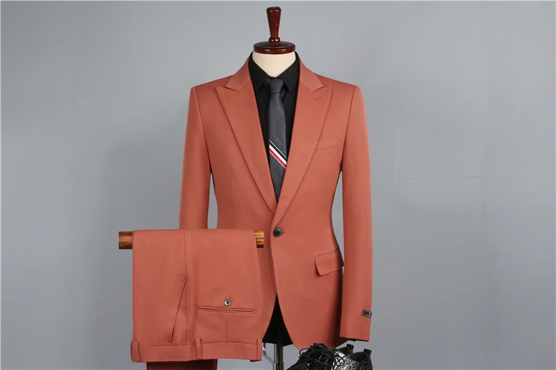 

Костюм мужской из трех предметов, приталенный маленький костюм в Корейском стиле, деловая одежда для жениха, свадьбы