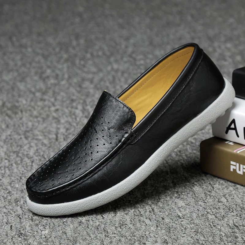 

Men Loafers Shoes Handmade Slip-On genuine Leather Moccasins Sneakers Male outdoor casual Comfortable Shoes Zapatos Hombre