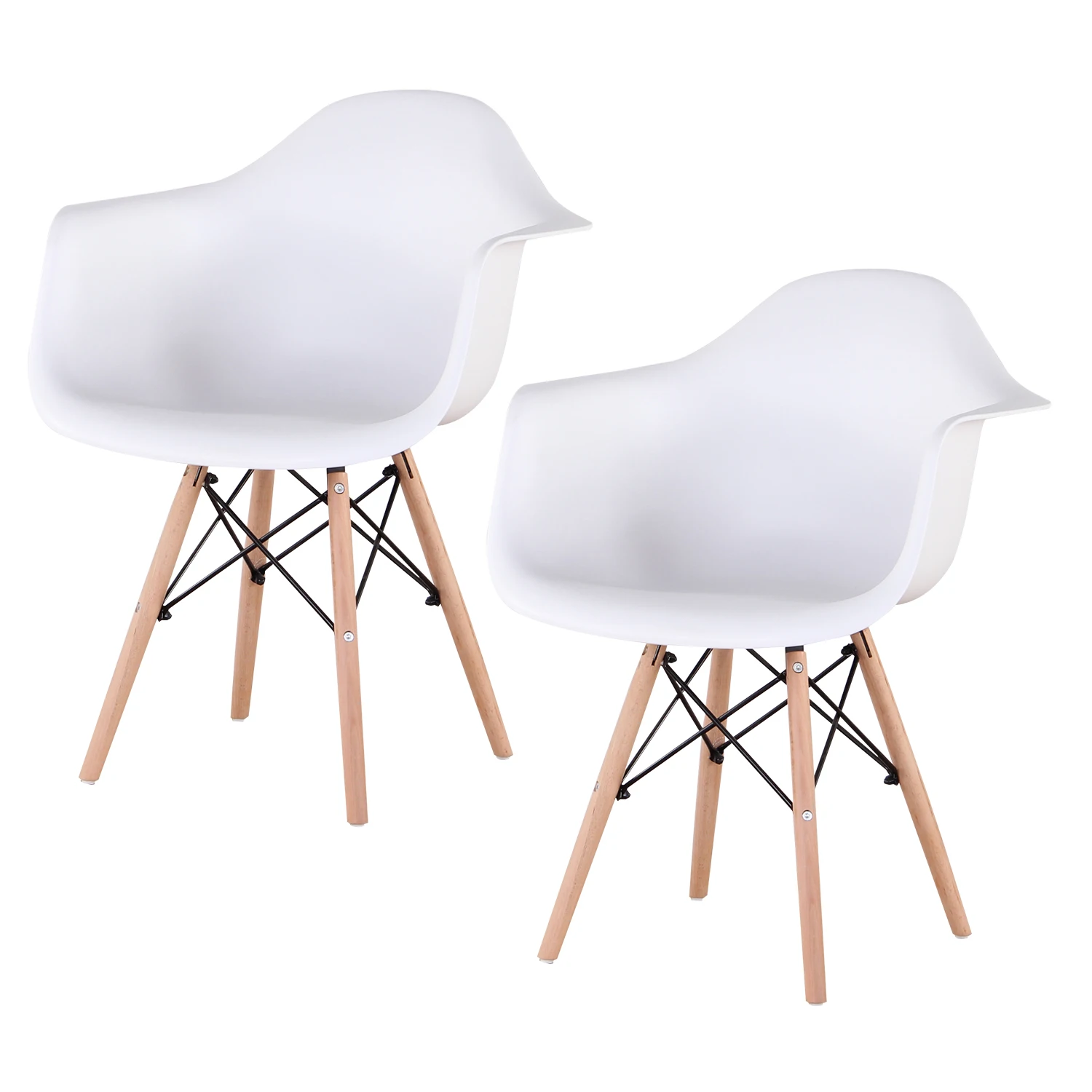 Набор из 2 обеденных стульев пластика в скандинавском стиле со спинкой Модный