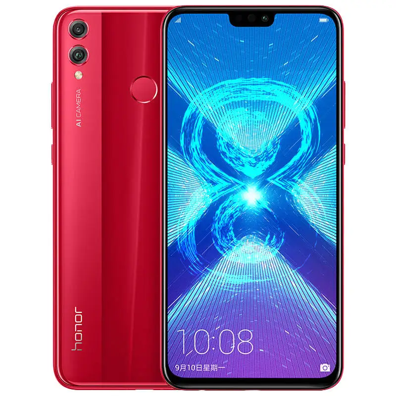 HONOR 8X, мобильный телефон, 6,5 дюймов, 4 ГБ, 64 ГБ, Kirin 710, четыре ядра, Android 8,0, 3750 мАч, разблокировка отпечатков пальцев - Цвет: Red