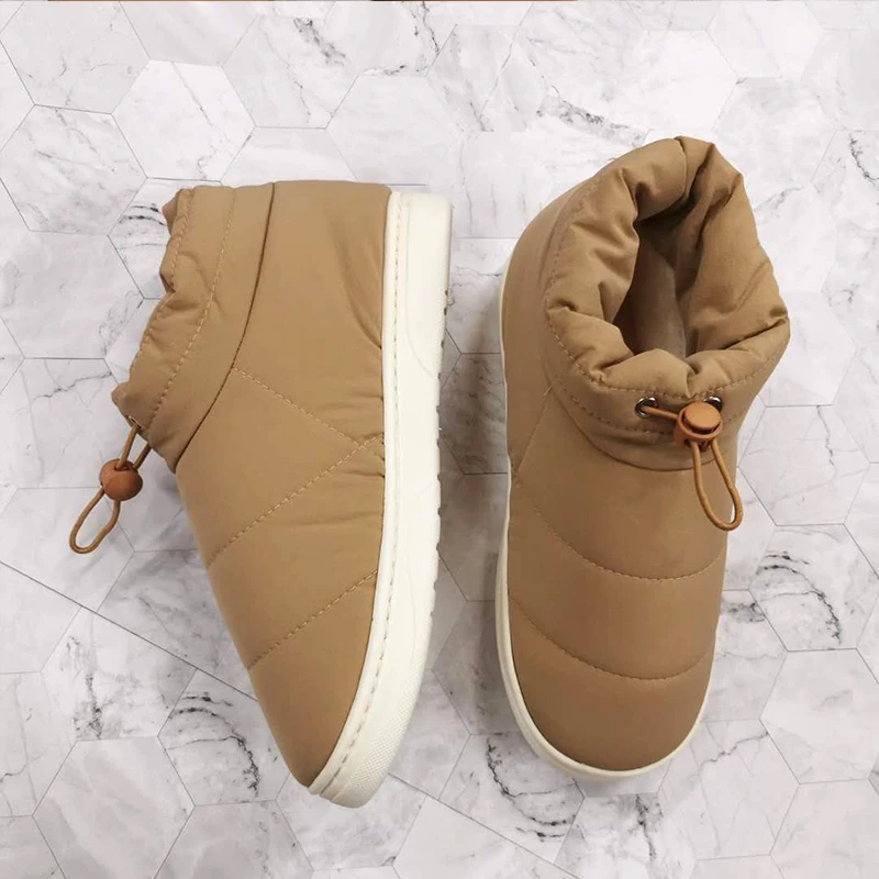 

Winter Sonw Boots Warm Cotton Fabric Woman Boot Comfort Down Shoes Thick Bottom Soft Flat Female Footwear Red Boots botas mujer