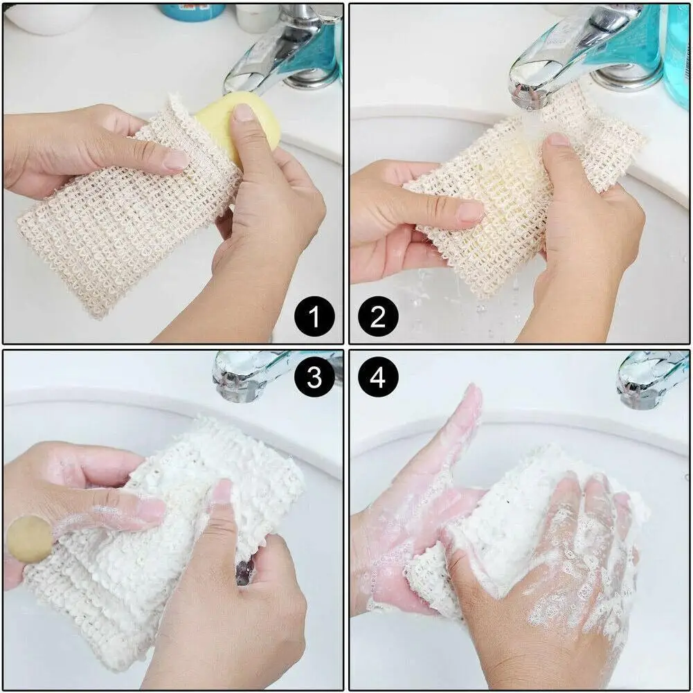 

1Pcs Sisal Hemp Soap Bag Blister Ramie Mesh Soap Storage Maker Double-layer Holder Net Soap Easy Foaming Foam Bags Bubble B M9K4