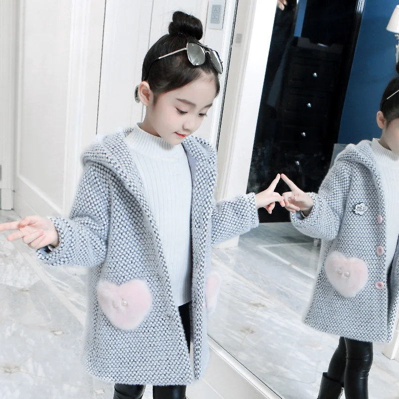 Осенне зимняя верхняя одежда для девочек модное Норковое бархатное шерстяное