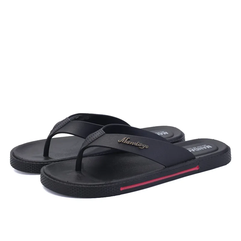 

2021 Summer New Street Style Men's Slippers Simplicity Solid Colors Rubber Flip Flops with Platform Size 39-45 Breathable