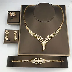 gold Набор ювелирных изделий HADIYANA, роскошное ожерелье, серьги, кольцо и браслет, набор для женщин, для свадебной вечеринки, кубический циркон CN171 Conjunto de joyas - Окраска металла: gold