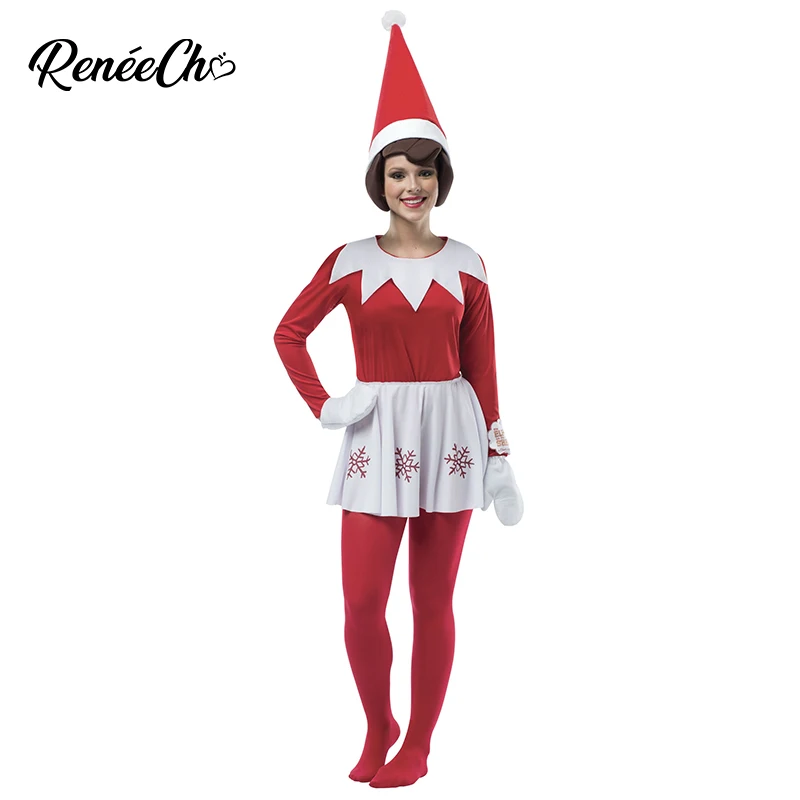 Семейный Рождественский костюм Reneecho Детский эльфа взрослый Красный новогодний
