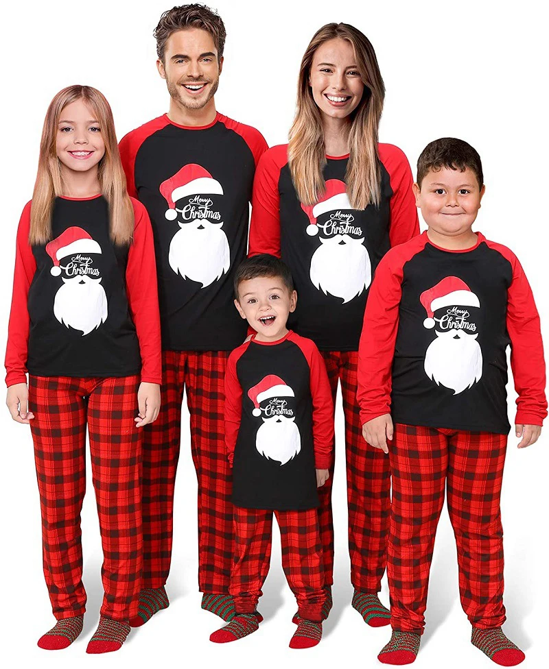 

Family Christmas Matching Outfits 2 Pieces Plaid Long Sleeve Pajamas Set for Men Women Kids