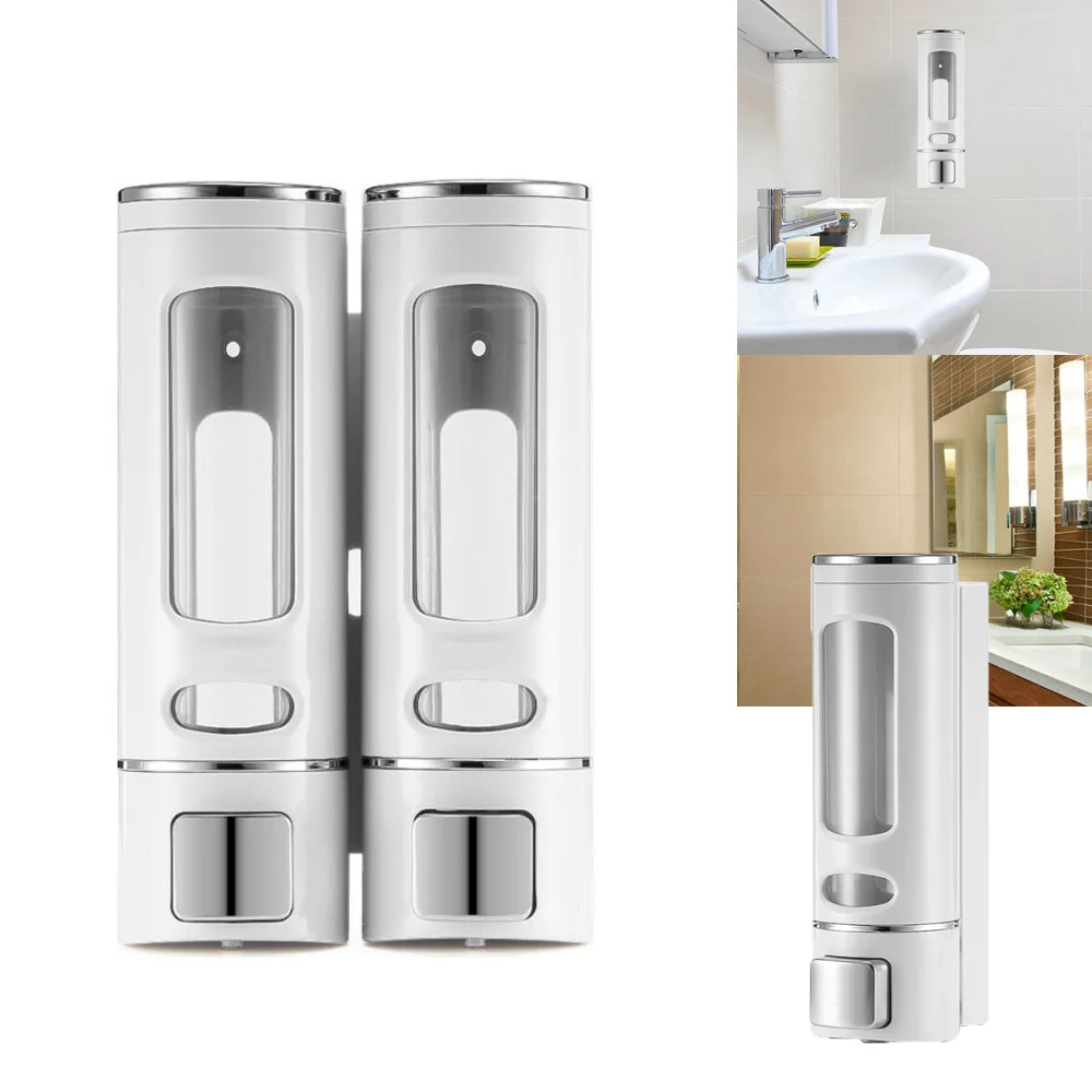 Настенный дозатор для жидкого мыла пластиковый 400 мл бутылка с моющим средством