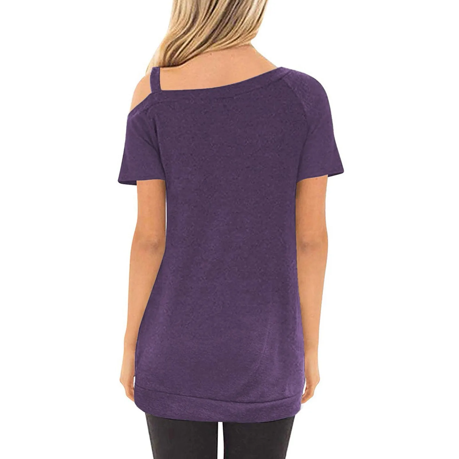 С открытыми плечами фиолетовая туника с изображением Топы для женщин Vetement Femme