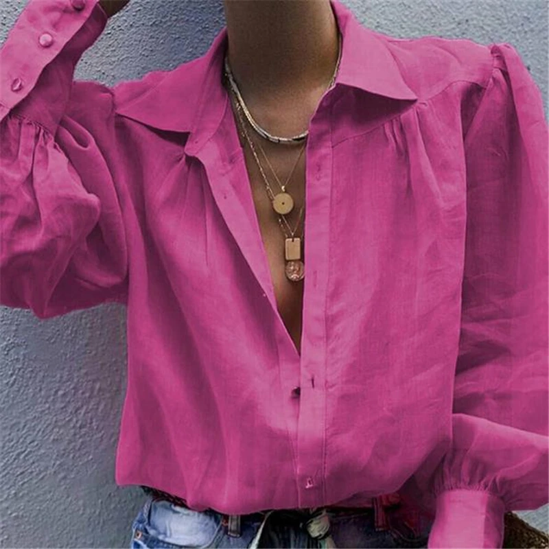 Блузка Женская Офисная с длинным рукавом модная пикантная белая рубашка