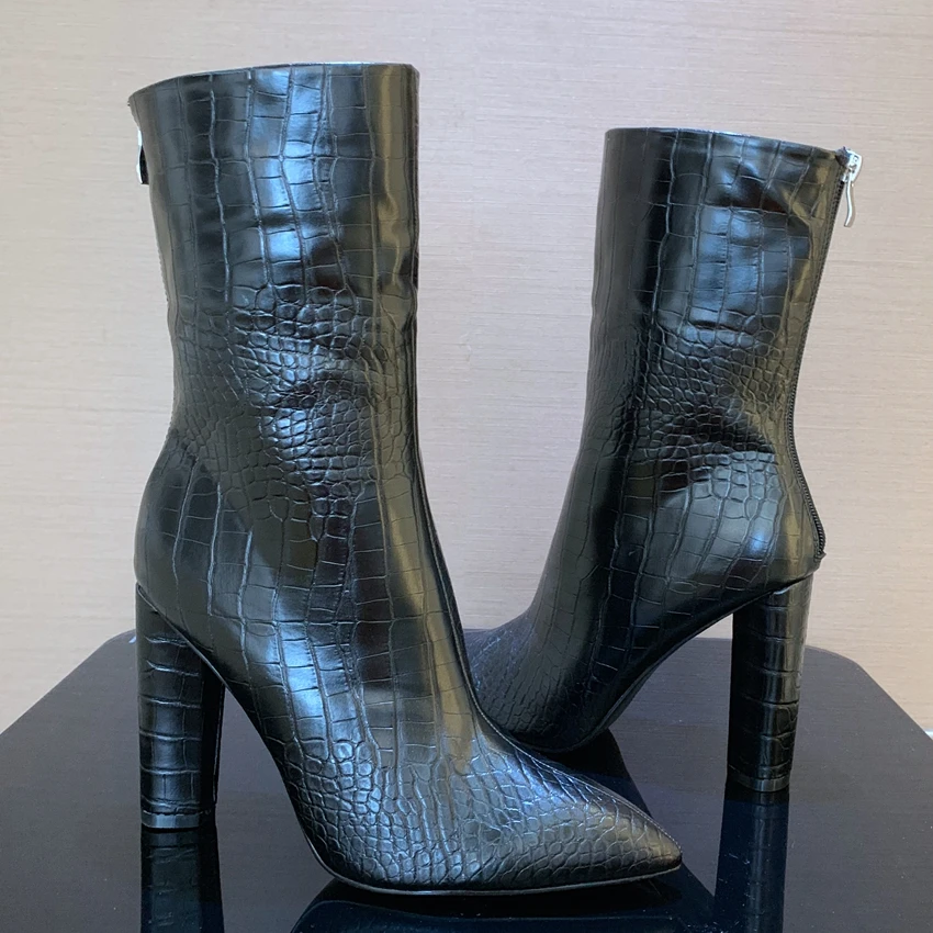 Зимние ботинки 2019 женские кожаные ботильоны женская обувь на высоком каблуке