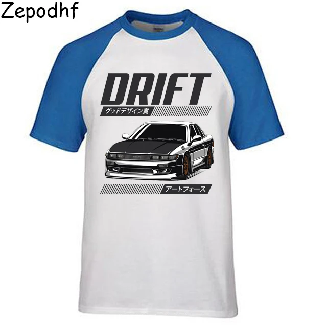 Мужская футболка с коротким рукавом и круглым вырезом принтом Nissan Skyline Silvia S13 Drift