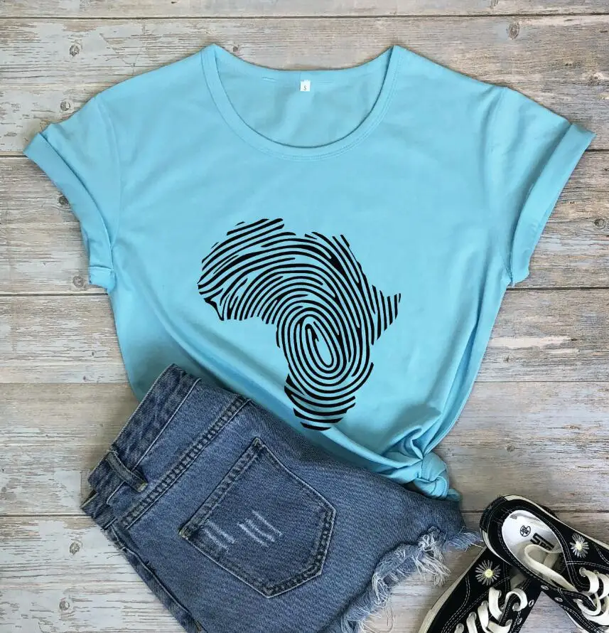 Африка палец карта печати Футболка Черная жизнь майки из материи 100% хлопок