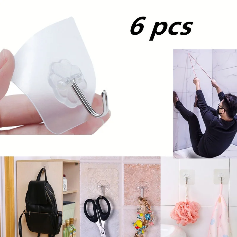 

6x6cm Transparent Strong Self Adhesive Door Wall Hangers Hooks Suction Heavy Load Rack Cup Sucker for Kitchen Bathroom