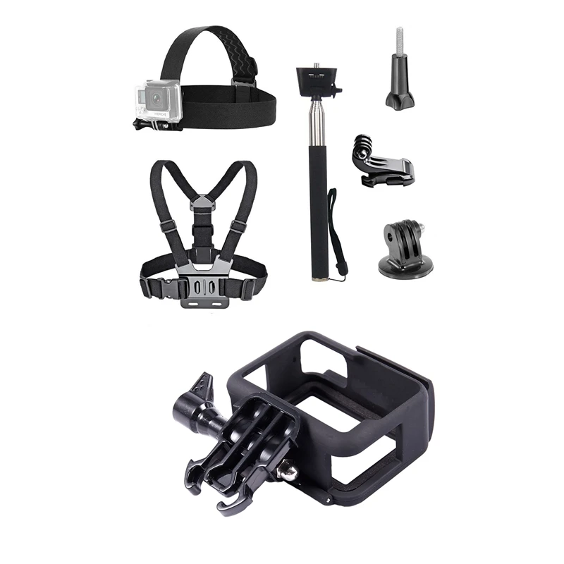 

2 шт., детали для экшн-камеры Gopro: 1 Защитная стандартная рамка для чехла и 1 ремешок для головы/комплект моноподов для селфи