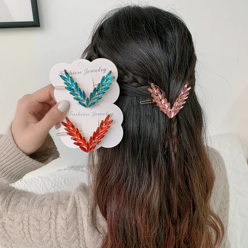 Женская заколка для волос V роскошная блестящая Заколка пряжка с кристаллами