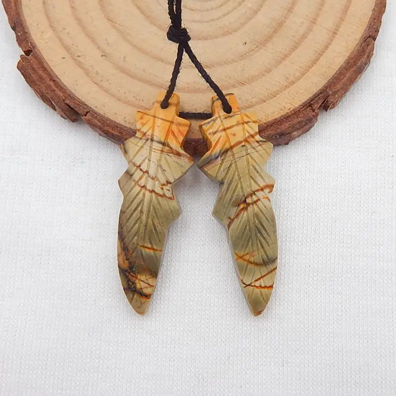 Горячая Распродажа резные Разноцветные серьги в виде яшмы Пикассо 36x13x4 мм 5g |