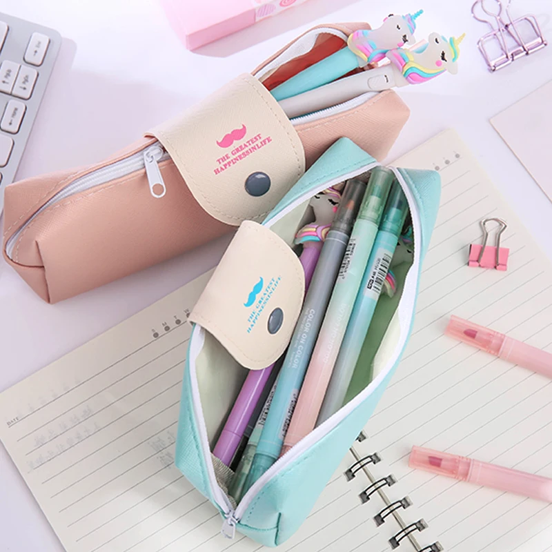 Kpop Детский Милый минималистичный Чехол карандаш на молнии с защелкой коробка для
