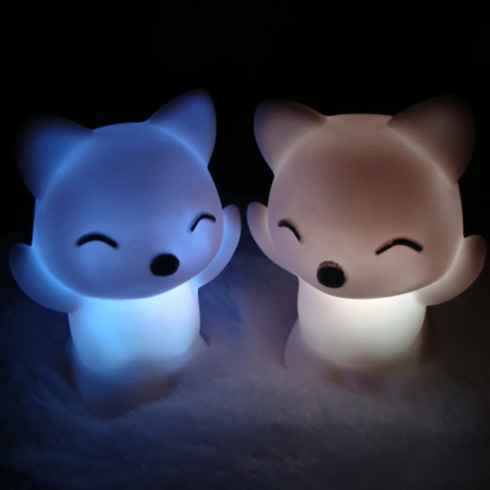 Ночник Fox с 7-ми цветами LED, меняющимися в поле PVC, белый, для детской спальни, настольная лампа, домашний декор, размеры 6х5х7 см.