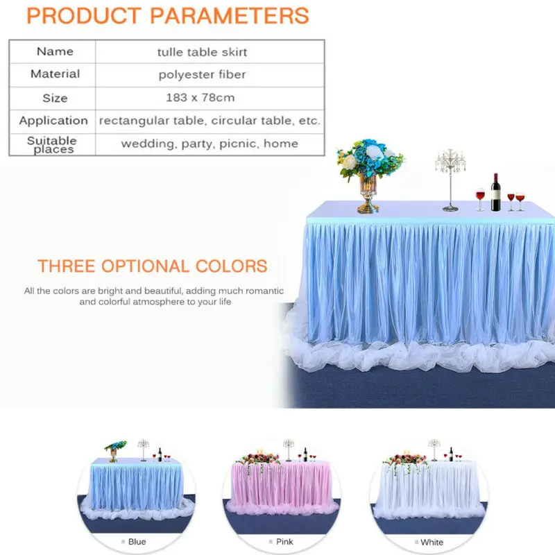 6 футов Свадебная Тюлевая юбка пачка для стола Праздничная детская душевая