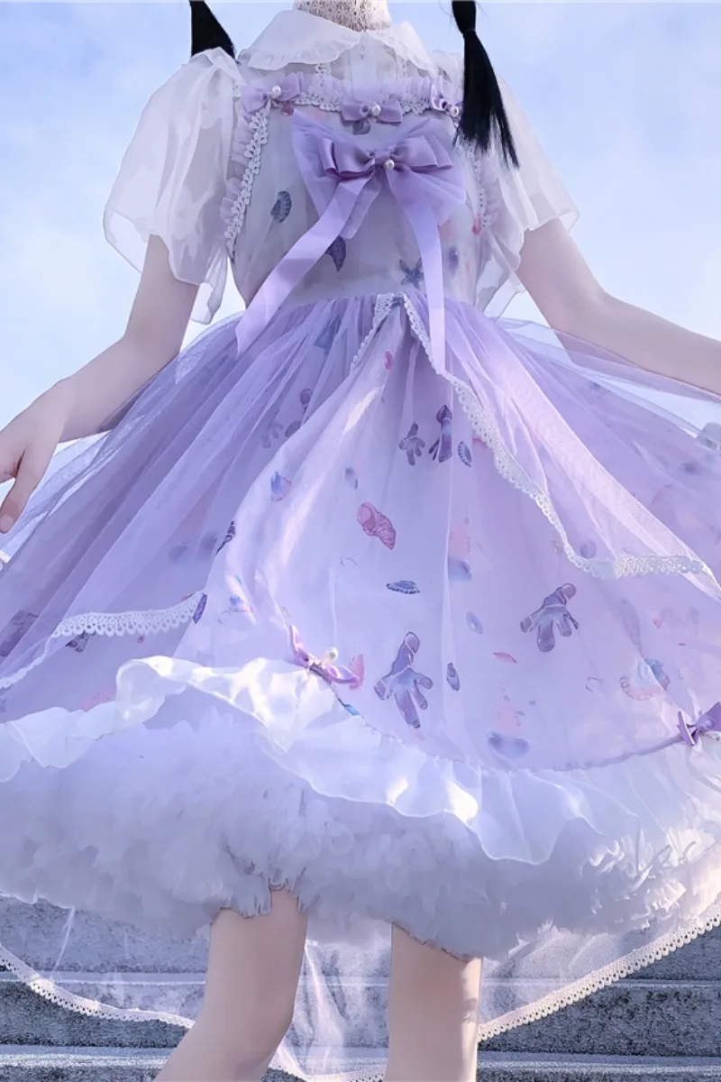 

Sweet Lolita dress Bow Immortal Shawl JSK Dungaree Dress Female Summer princess lolita victorian dress tea party lolita jsk