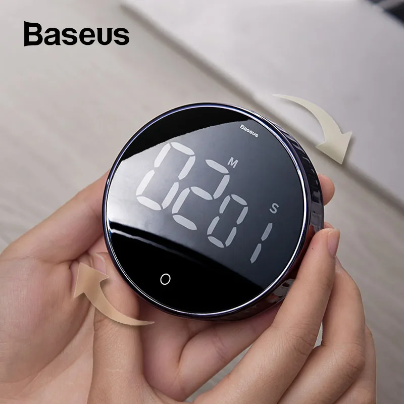 Цифровой светодиодный Таймер Baseus для кухни, магнитный обратный отсчет, 99 минут, 55 секунд, будильник для приготовления пищи