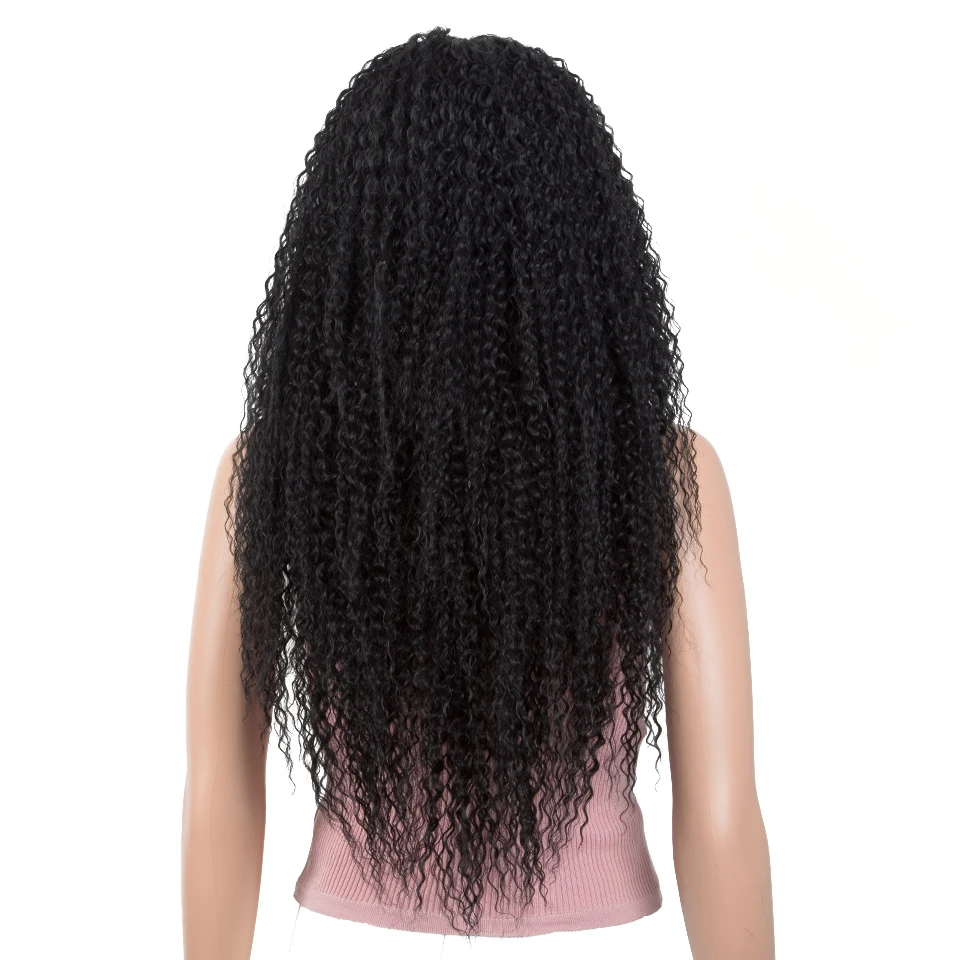 Длинный кудрявый вьющийся парик 28 дюймов с синтетическим кружевом спереди